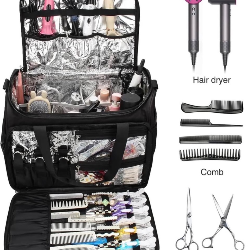 Black Hair Stylist Tool Bag with Accessories